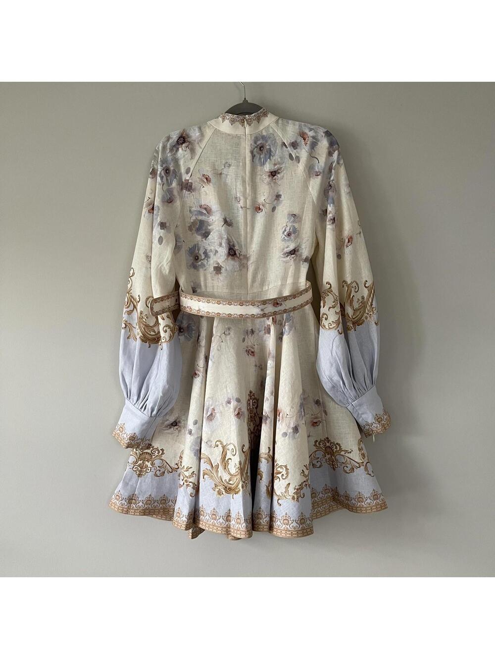 Zimmermann Cream and Lilac Baroque-Print Mini Dress - Picture 6 of 14